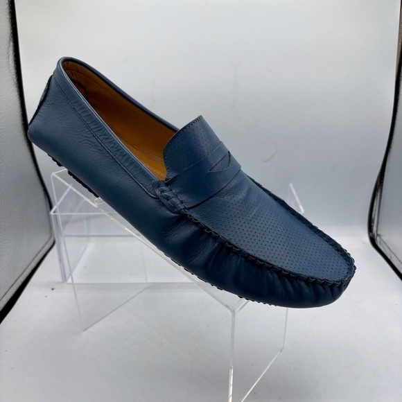 Scandia Woods Mens 13W Blue Leather Mocs Loafers Driving Shoes BOA303 - Picture 1 of 10